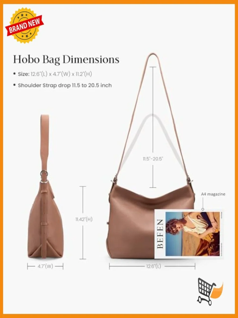 Genuine Leather Crossbody Hobo Bag with 2 Straps Large Capacity
